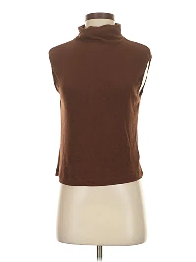 Pre-owned Enza Costa Sleeveless Top Brown Turtleneck Tops