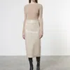 ENZA COSTA SOFT LEATHER PENCIL SKIRT IN KHAKI