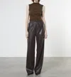 Enza Costa Soft Leather Straight Leg In Espresso In Brown