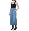 Enza Costa Soft Touch Slit Skirt In Mid Wash In Blue