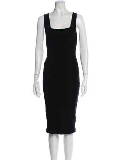 Pre-owned Enza Costa Square Neckline Knee-length Dress In Black