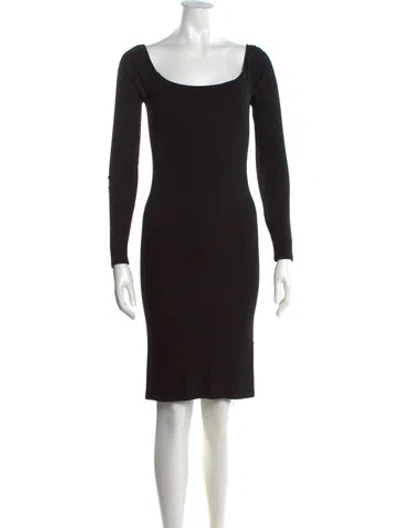 Pre-owned Enza Costa Square Neckline Knee-length Dress In Black
