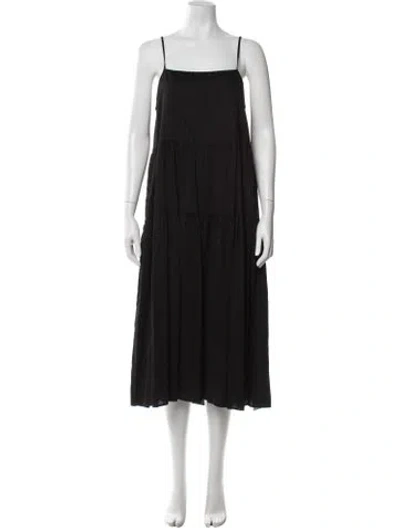Pre-owned Enza Costa Square Neckline Long Dress In Black