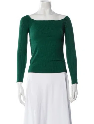 Pre-owned Enza Costa Square Neckline Long Sleeve Top In Green