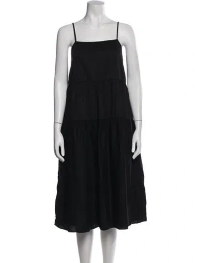 Pre-owned Enza Costa Square Neckline Midi Length Dress In Blue