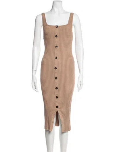 Pre-owned Enza Costa Square Neckline Midi Length Dress In Brown