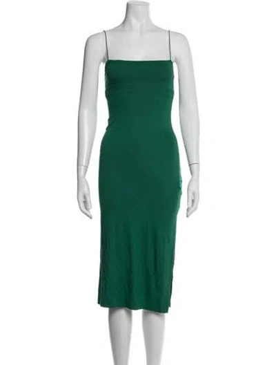 Pre-owned Enza Costa Square Neckline Midi Length Dress In Green
