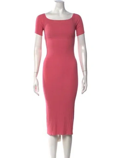Pre-owned Enza Costa Square Neckline Midi Length Dress In Pink