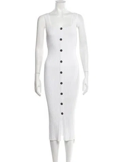 Pre-owned Enza Costa Square Neckline Midi Length Dress In White