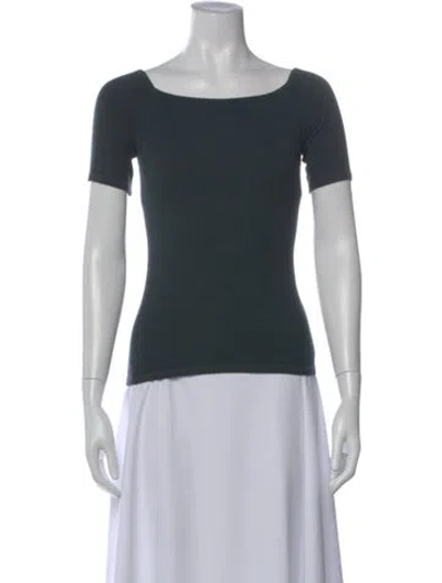 Pre-owned Enza Costa Square Neckline Short Sleeve T-shirt In Blue