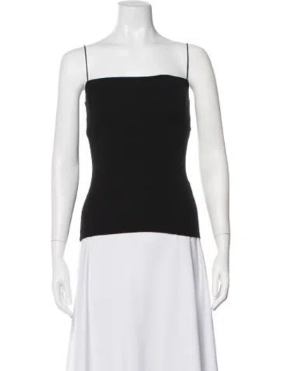 Pre-owned Enza Costa Square Neckline Sleeveless Crop Top In Black
