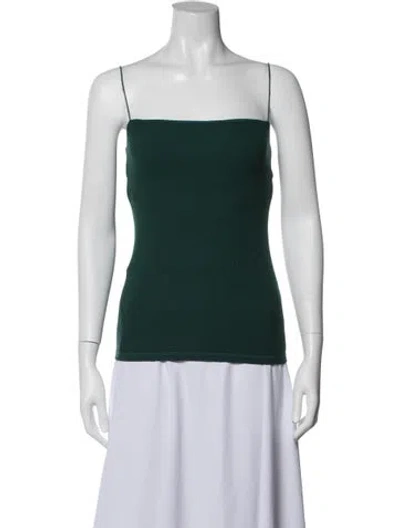 Pre-owned Enza Costa Square Neckline Sleeveless Crop Top In Green