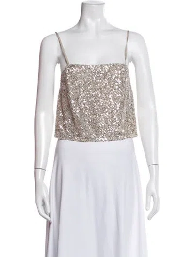 Pre-owned Enza Costa Square Neckline Sleeveless Crop Top In Neutral