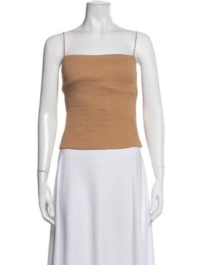 Pre-owned Enza Costa Square Neckline Sleeveless Crop Top In Neutral