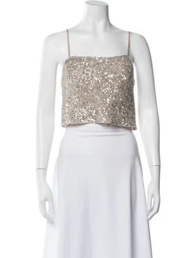 Pre-owned Enza Costa Square Neckline Sleeveless Crop Top In White