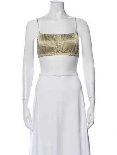 Pre-owned Enza Costa Square Neckline Sleeveless Crop Top In White