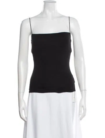Pre-owned Enza Costa Square Neckline Sleeveless Top In Black