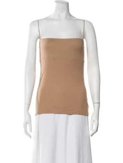 Pre-owned Enza Costa Square Neckline Sleeveless Top In Brown