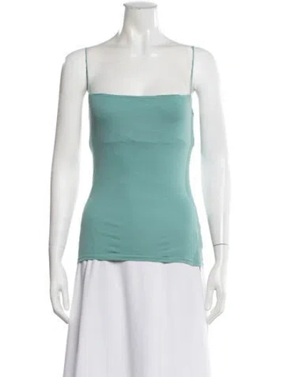 Pre-owned Enza Costa Square Neckline Sleeveless Top In Green