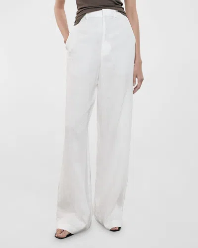 Enza Costa Straight-leg Linen Trousers In Multi