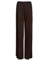 Enza Costa Straight Pleated Satin Pants In Bitter Brown In Brown