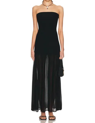 Enza Costa Strapless Chiffon Dress In Black