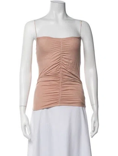 Pre-owned Enza Costa Strapless Crop Top In Pink