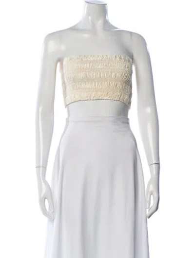Pre-owned Enza Costa Strapless Crop Top In White
