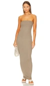 Enza Costa Strapless Midi Dress In Olive Oil