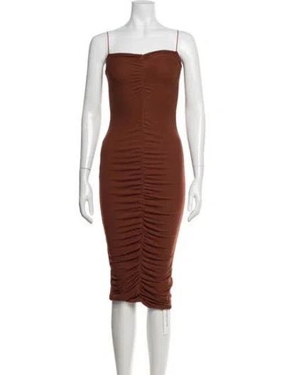 Pre-owned Enza Costa Strapless Midi Length Dress In Brown/orange