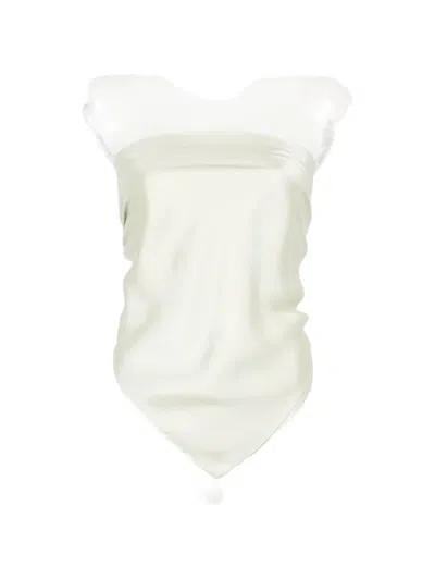 Enza Costa Strapless Scarf-hem Top In White