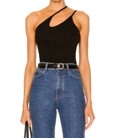 Enza Costa Stretch Silk Knit Asymmetrical Strappy Tank Top In Black