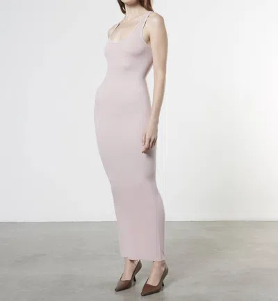 Enza Costa Stretch Silk Knit Maxi Tank Dress In Pink Clay In Multi