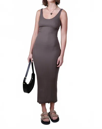 Enza Costa Stretch Silk Knit Maxi Tank Dress In Shitake In Gray