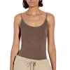 Enza Costa Stretch Silk Knit Rib Essential Tank In Mushroom In Grey