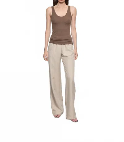 Enza Costa Stretch Silk Knit Tank In Shitake In Gray