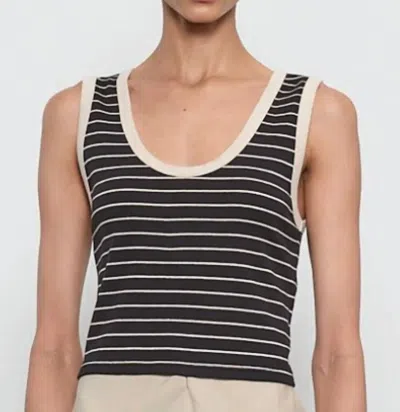 Enza Costa Stripe Classic U Tank In Wheat/ Black In Multi