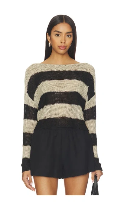 ENZA COSTA STRIPE LINEN BATEAU SWEATER