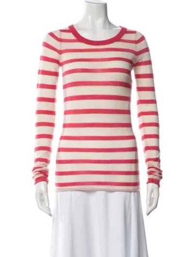 Pre-owned Enza Costa Striped Crew Neck Sweater In Pink
