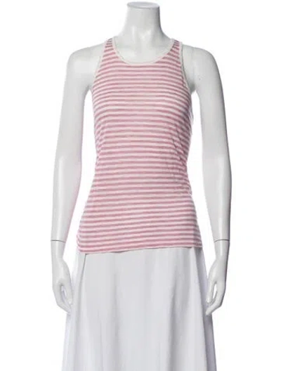 Pre-owned Enza Costa Striped Crew Neck Top In Pink