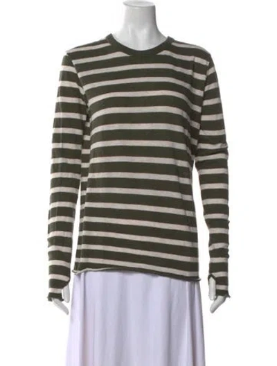 Pre-owned Enza Costa Striped Crew Neck T-shirt In Green