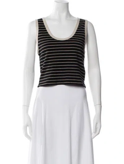 Pre-owned Enza Costa Striped Scoop Neck Top W/ Tags In Blue