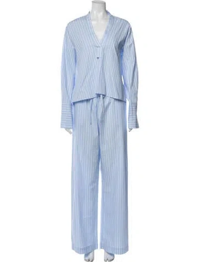 Pre-owned Enza Costa Striped Set In Blue