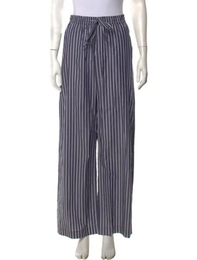 Pre-owned Enza Costa Striped Wide Leg Pants In Blue