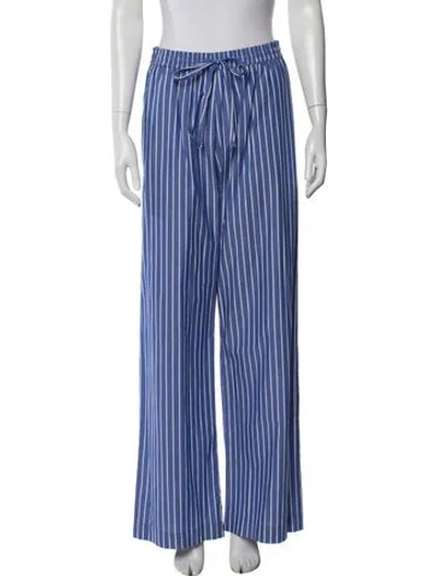 Pre-owned Enza Costa Striped Wide Leg Pants In Blue