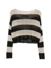 Enza Costa Stripe-pattern Bateau-neck Sweater In Neutral