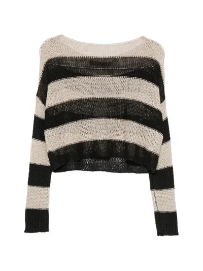 ENZA COSTA STRIPE-PATTERN BATEAU-NECK SWEATER