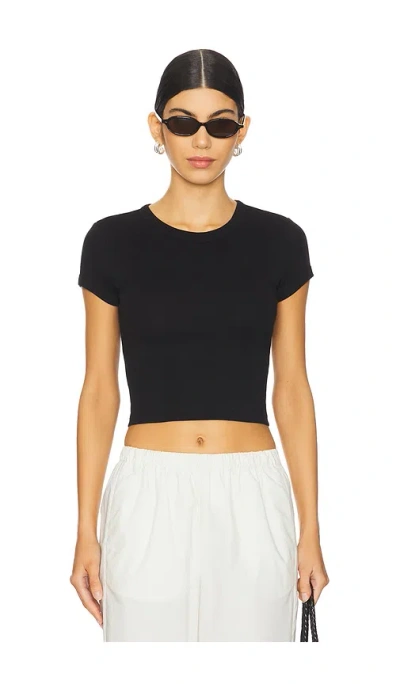 Enza Costa Supima Baby Cropped Tee In Black