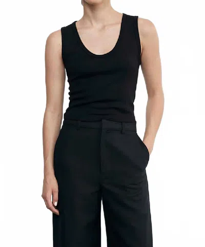Enza Costa Supima Baby Rib Cropped Fitted U Tank In Black