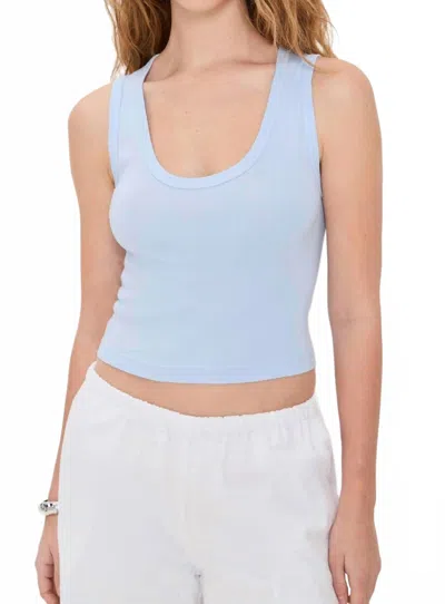 Enza Costa Supima Baby Rib Cropped Fitted U Tank Top In Light Blue